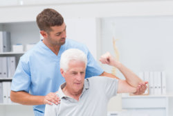 Man exercising old man